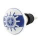Ship Wheel Slate Blue Flat Ceramic Wine Bottle Stopper